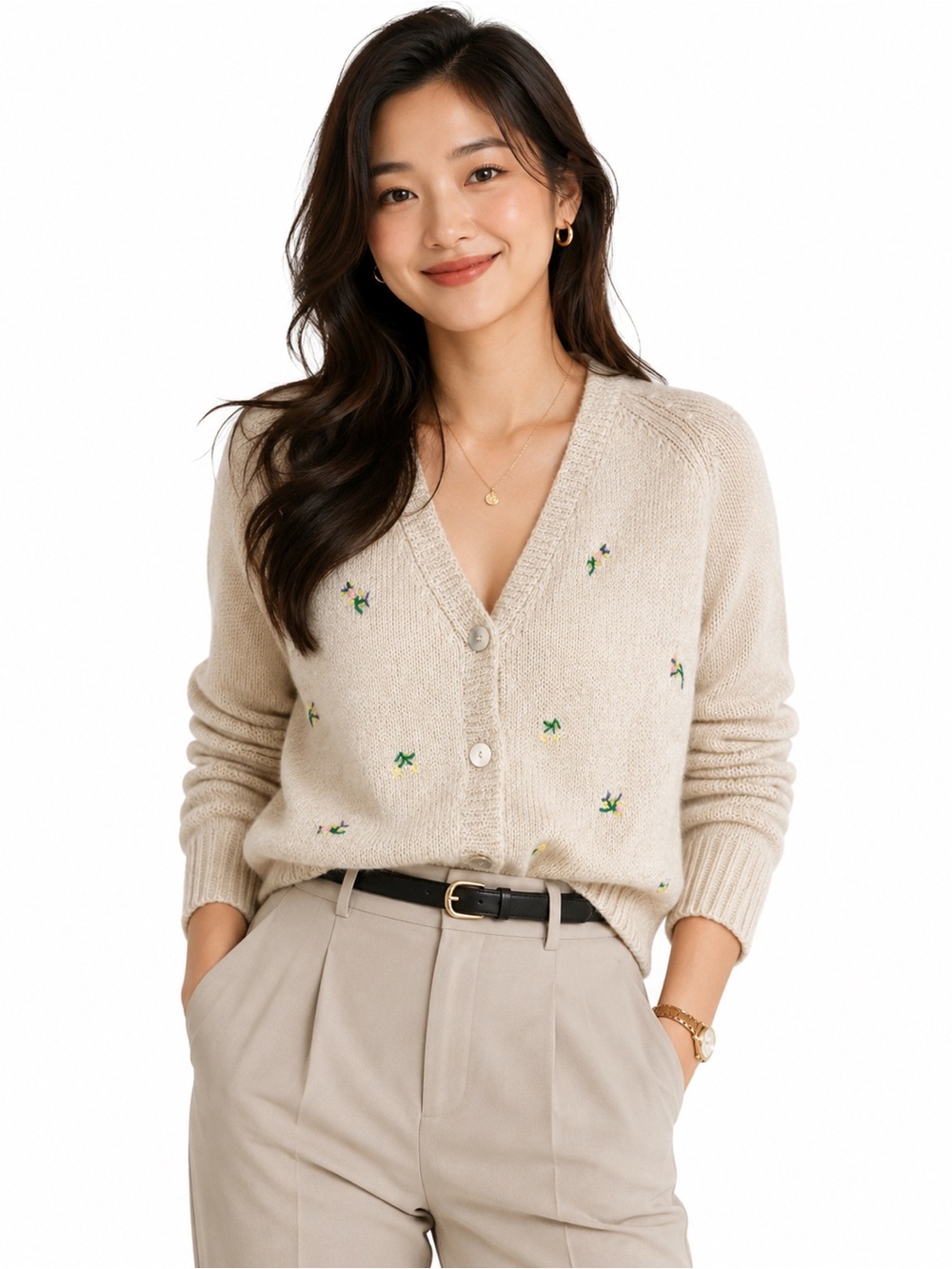 Cotton Emporium Embroidered Floral Cardigan – Size Large